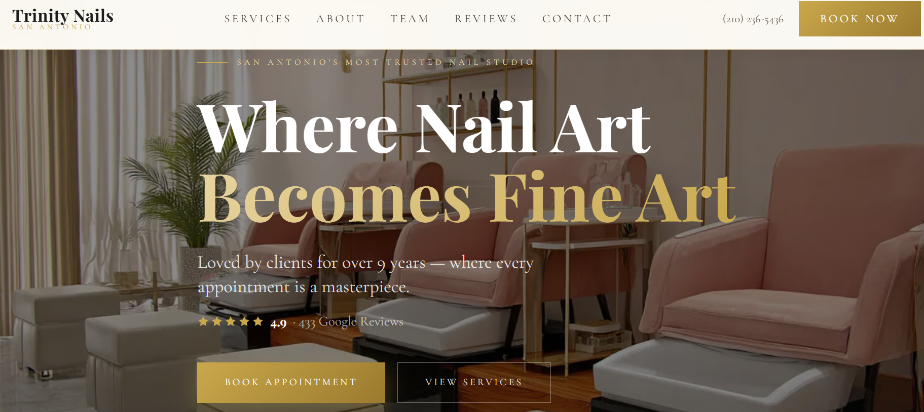 Trinity Nail Spa booking website screenshot built by Done For You Websites